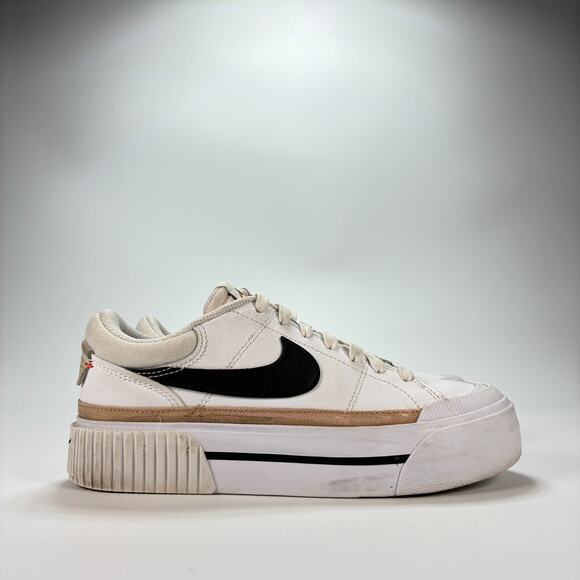 Nike Court Legacy Lift White Black Lace Up Sneakers DM7590-100 Women's Size 6 - Picture 1 of 10